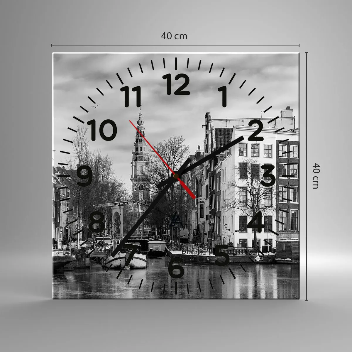 Wall clock - Clock on glass - Amsterdam Atmosphere - 40x40 cm