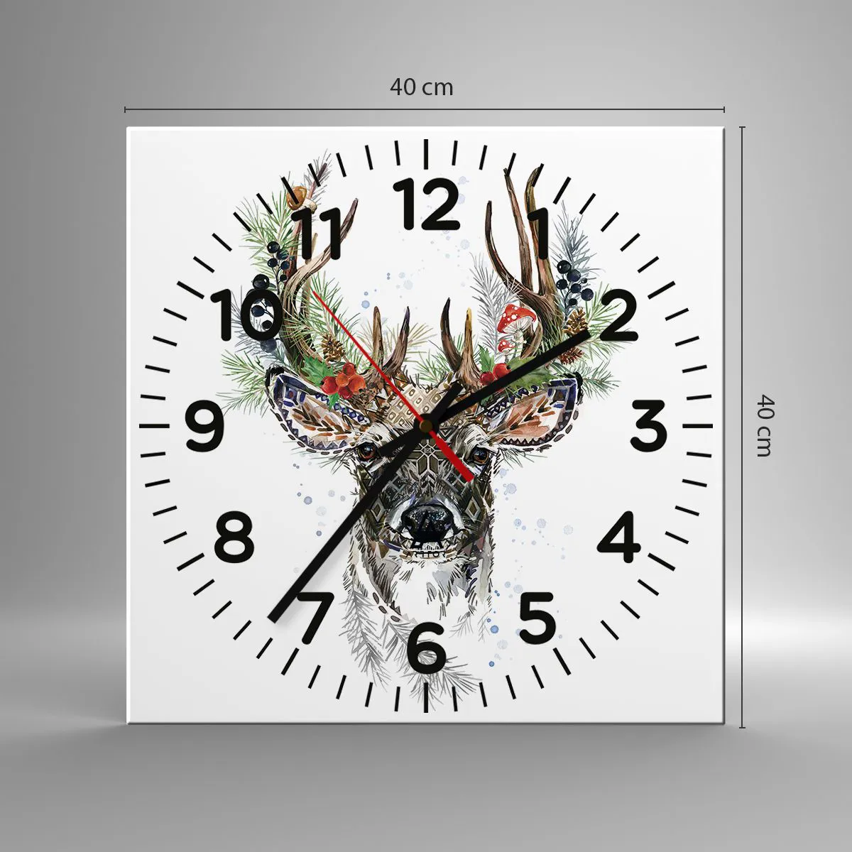 Väggklocka - Klocka på glas - I högtidskläder - 40x40 cm