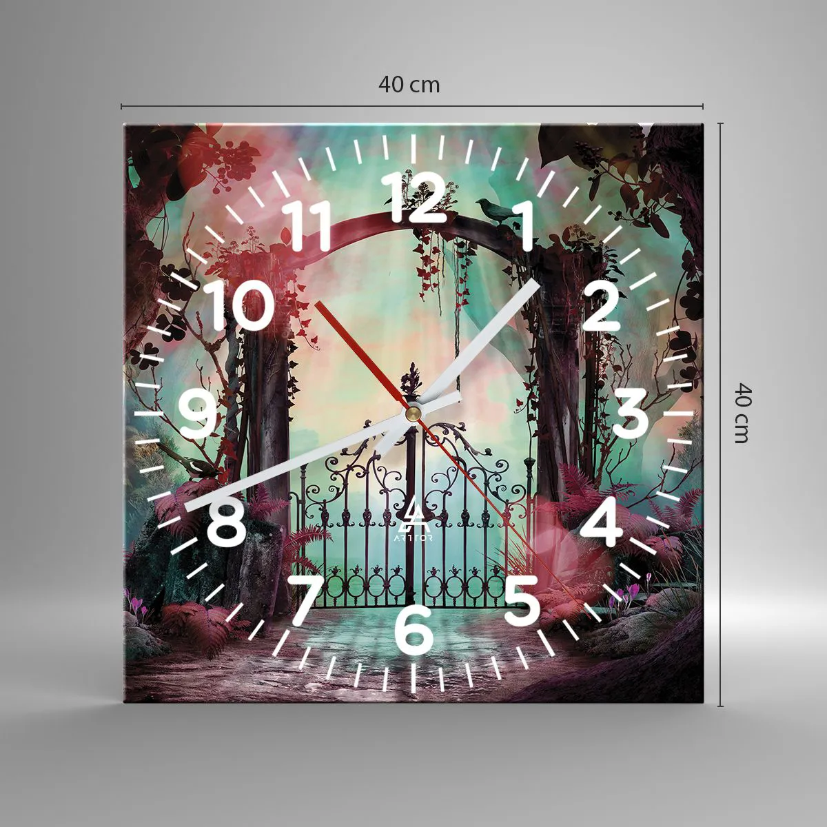 Wanduhr - Glasuhr - Geheimer Garten - 40x40 cm