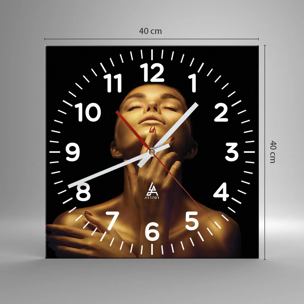 Ceas de perete - Ceas pe sticlă - Ca mătasea aurie - 40x40 cm