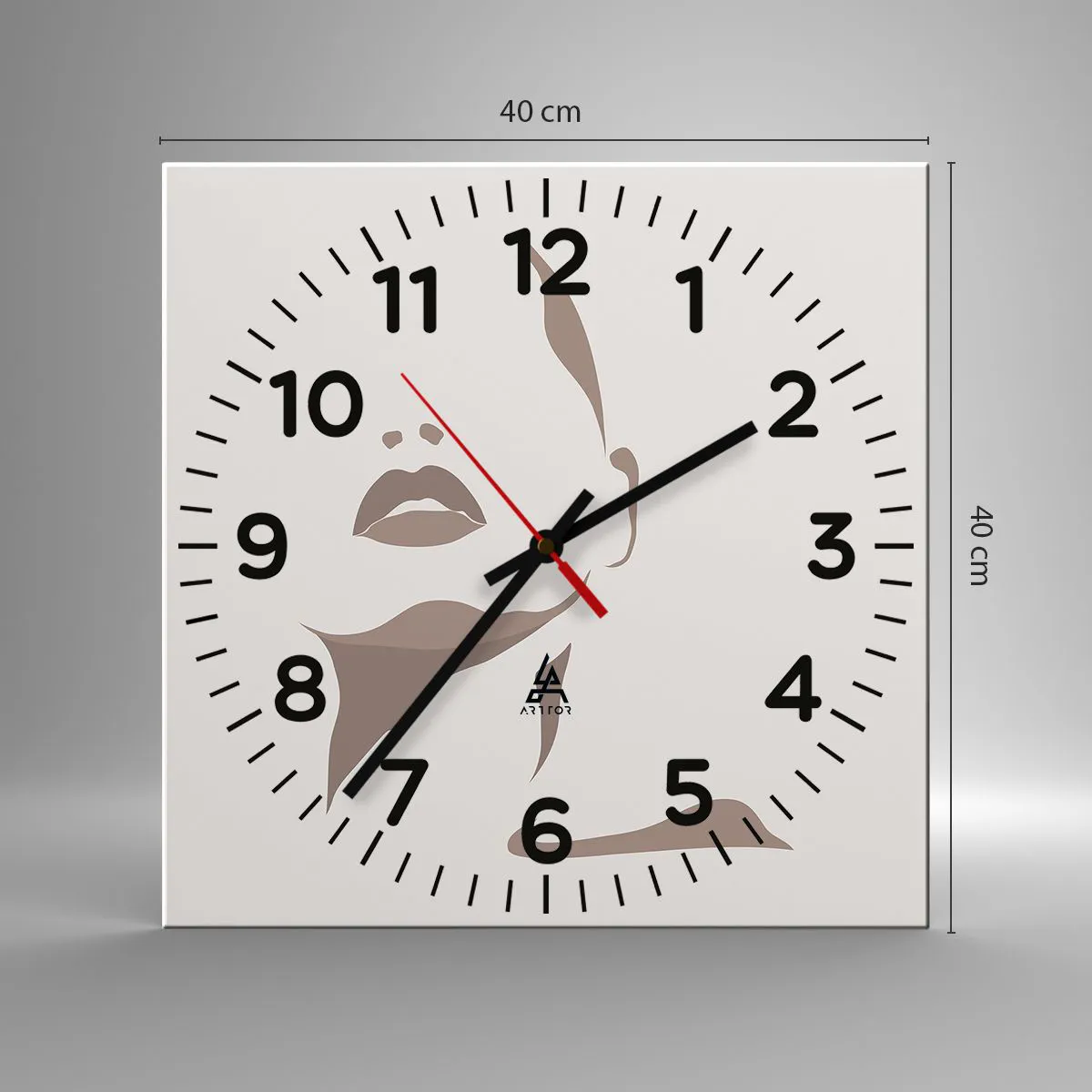 Reloj de pared - Reloj de vidrio - Creación a partir de la luz y la sombra - 40x40 cm