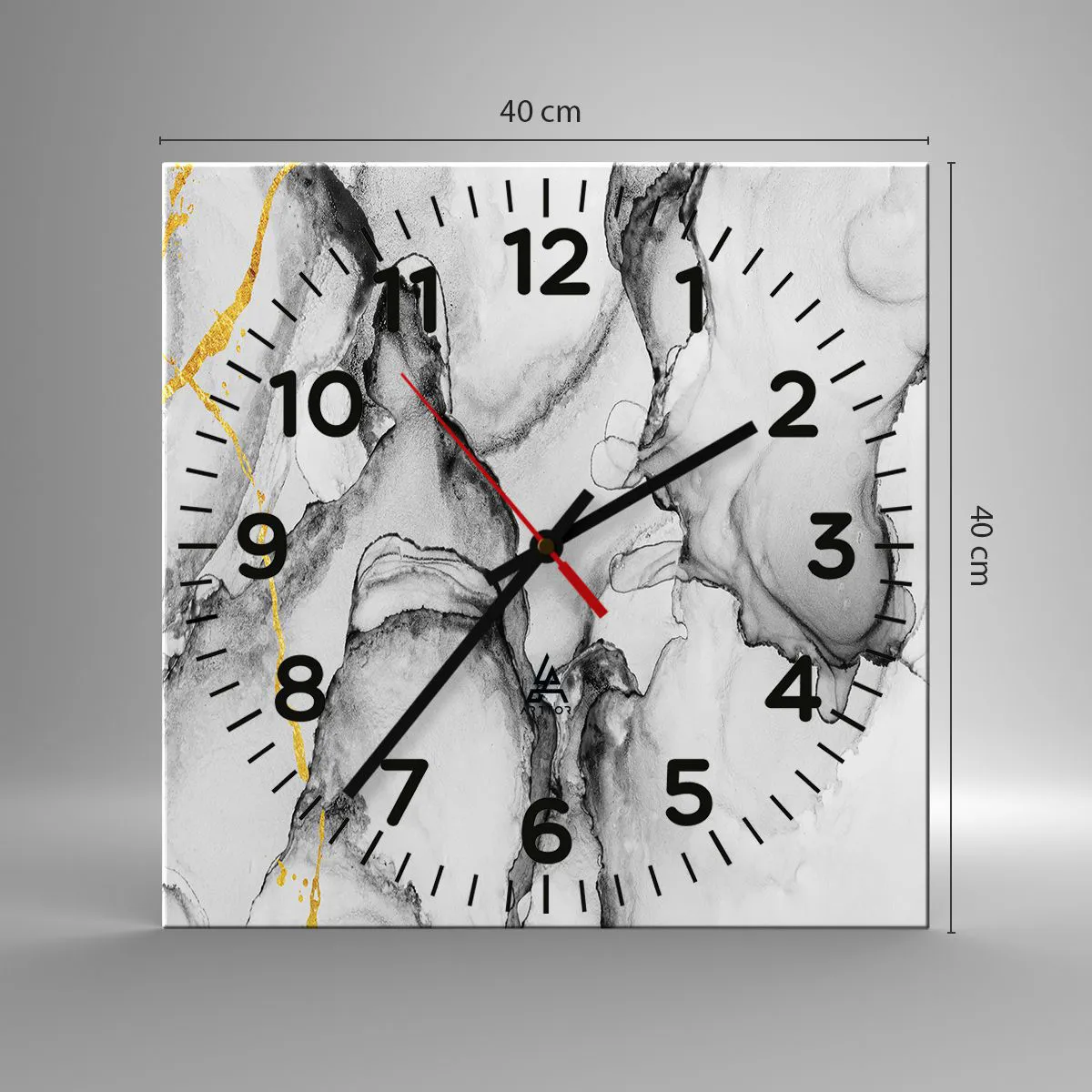 Wanduhr - Glasuhr - Komposition mit Goldmotiv - 40x40 cm