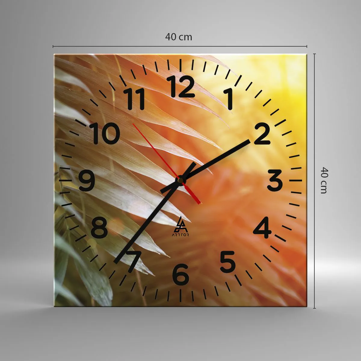 Ceas de perete - Ceas pe sticlă - Dimineață în junglă - 40x40 cm