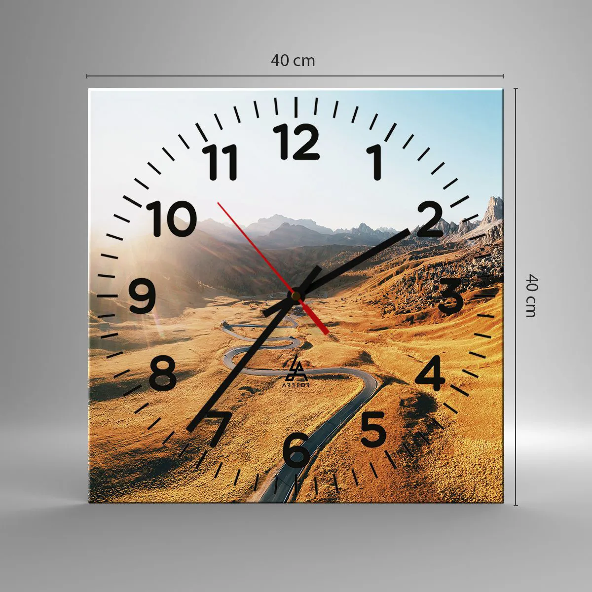 Reloj de pared - Reloj de vidrio - En un valle dorado - 40x40 cm