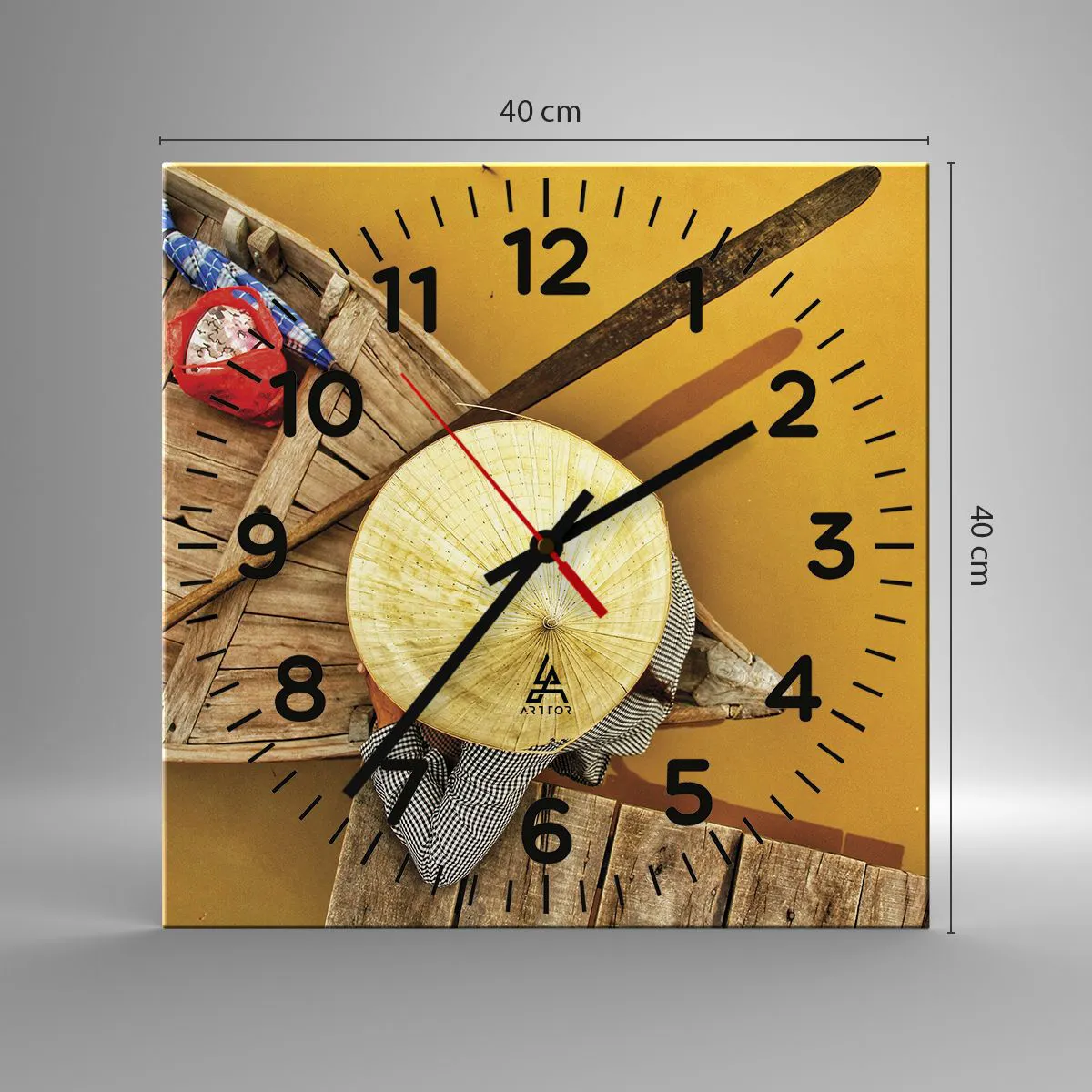 Ceas de perete - Ceas pe sticlă - Viața pe râul galben - 40x40 cm