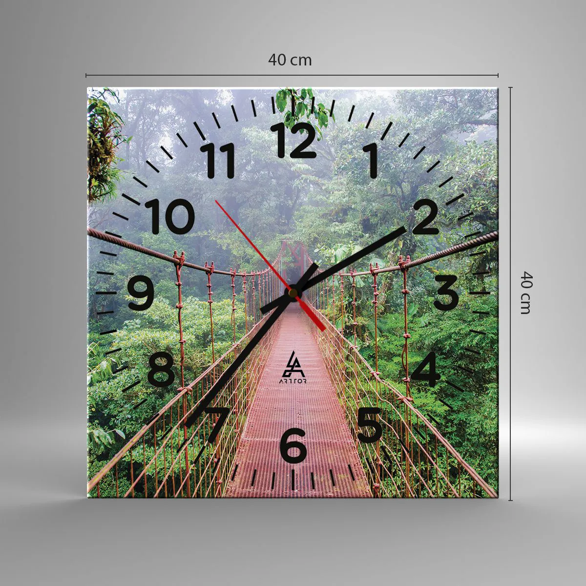 Wall clock - Clock on glass - Suspended above Crowns - 40x40 cm