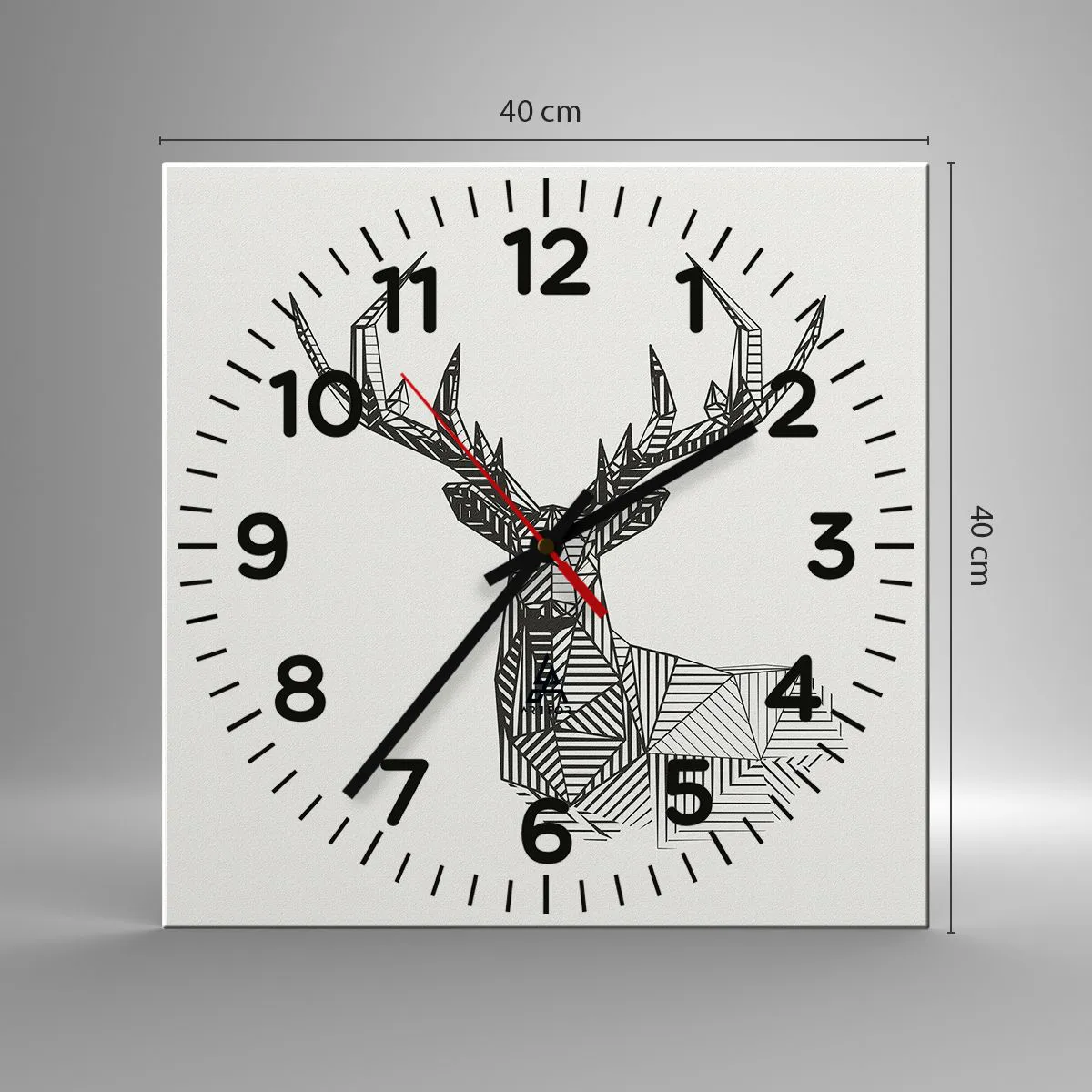 Ceas de perete - Ceas pe sticlă - Cerb în stil cubist - 40x40 cm