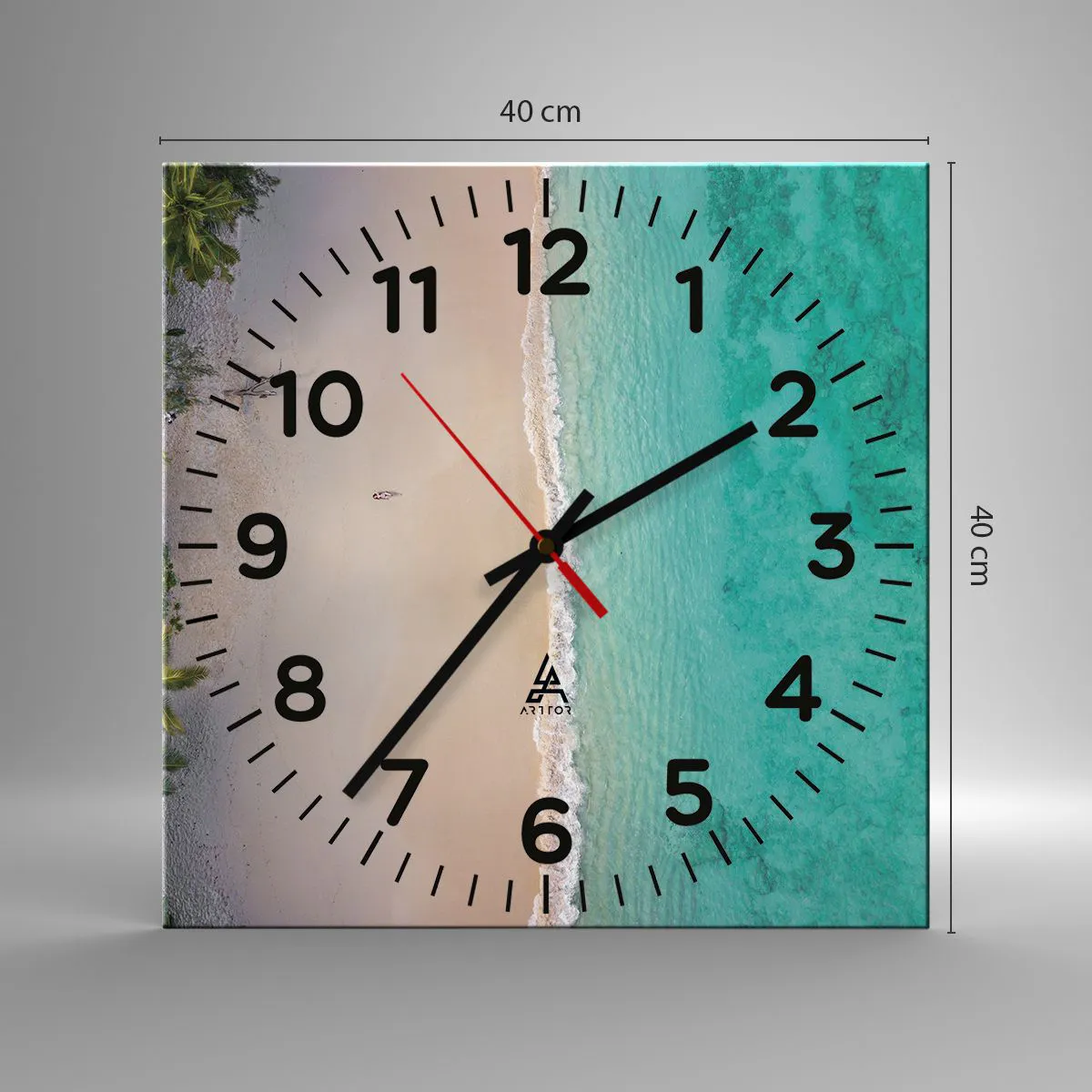 Wanduhr - Glasuhr - Paradiesstrand - 40x40 cm