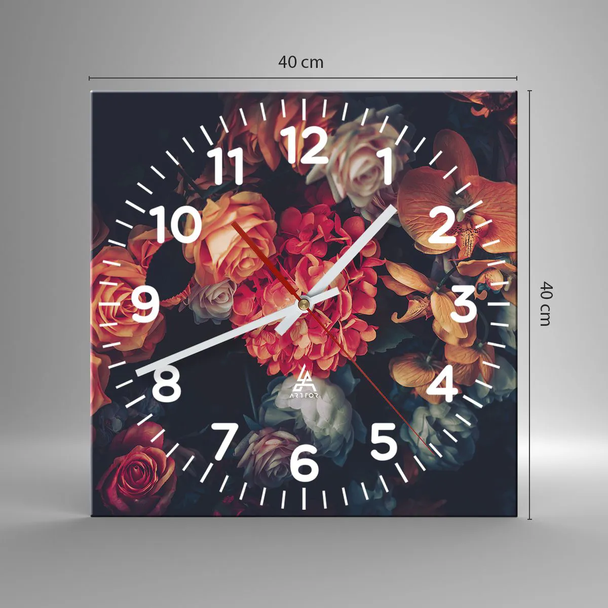 Wall clock - Clock on glass - Like at Dutch Masters - 40x40 cm