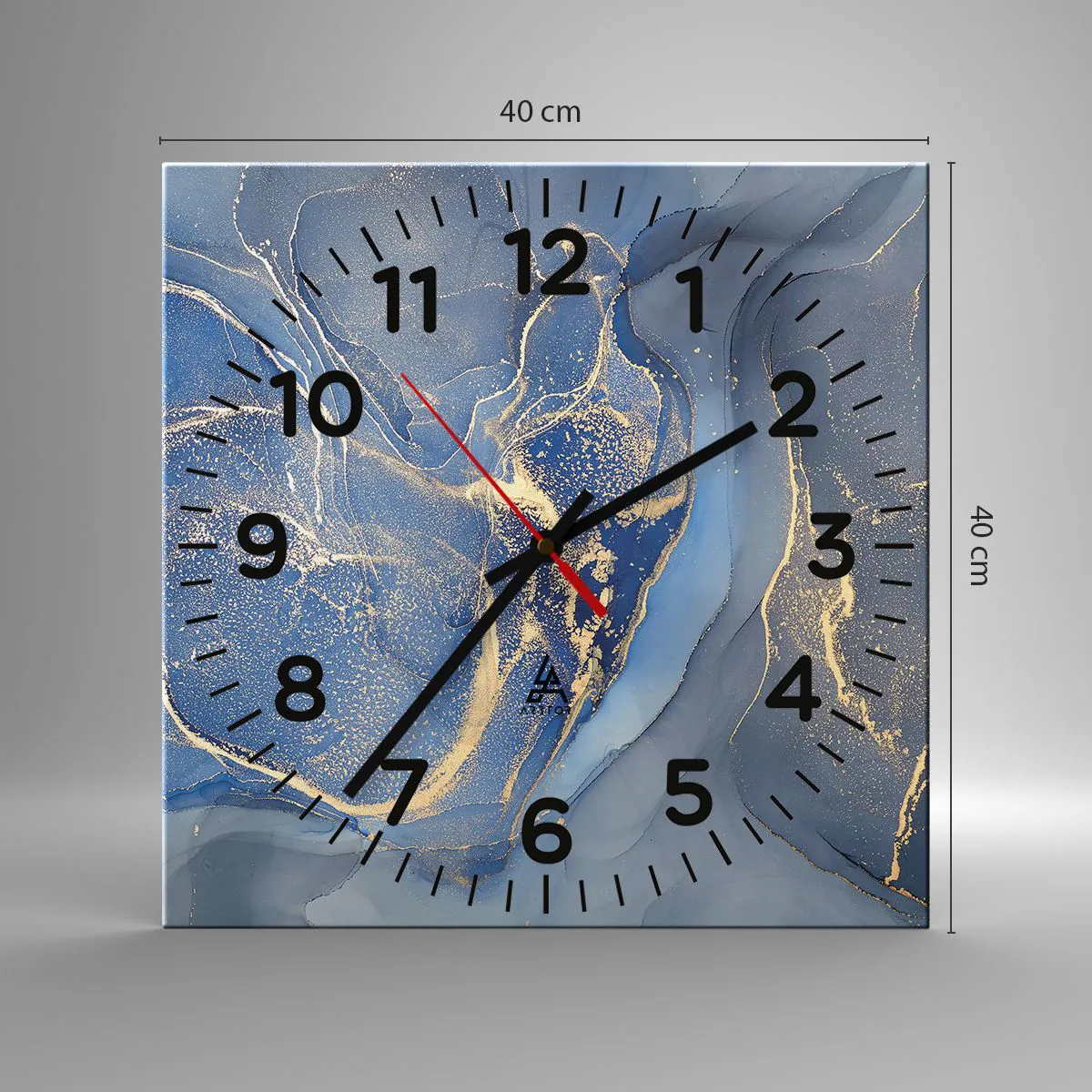 Ceas de perete - Ceas pe sticlă - Praf de aur - 40x40 cm
