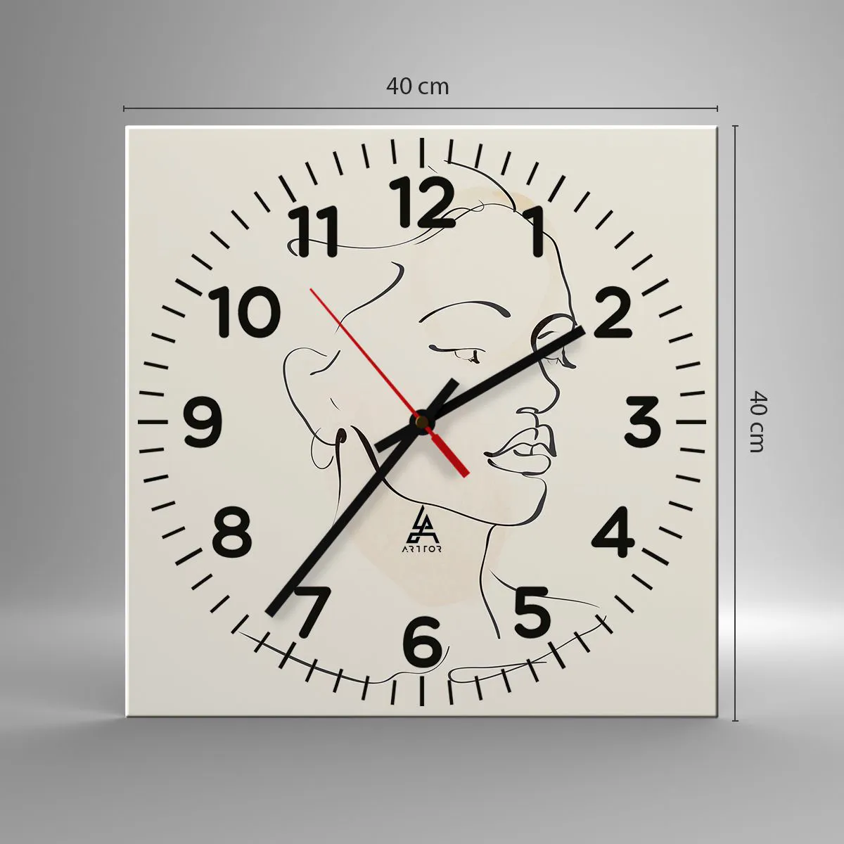 Ceas de perete - Ceas pe sticlă - Cu o linie sigură - 40x40 cm