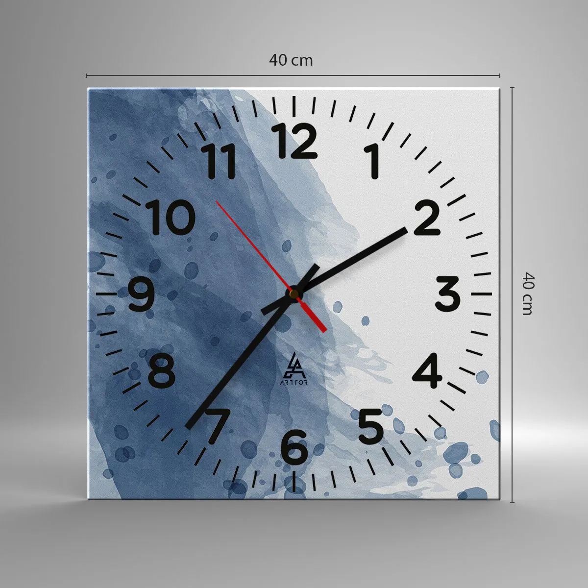 Relógio de parede - Relógio em vidro - Tule azul - 40x40 cm