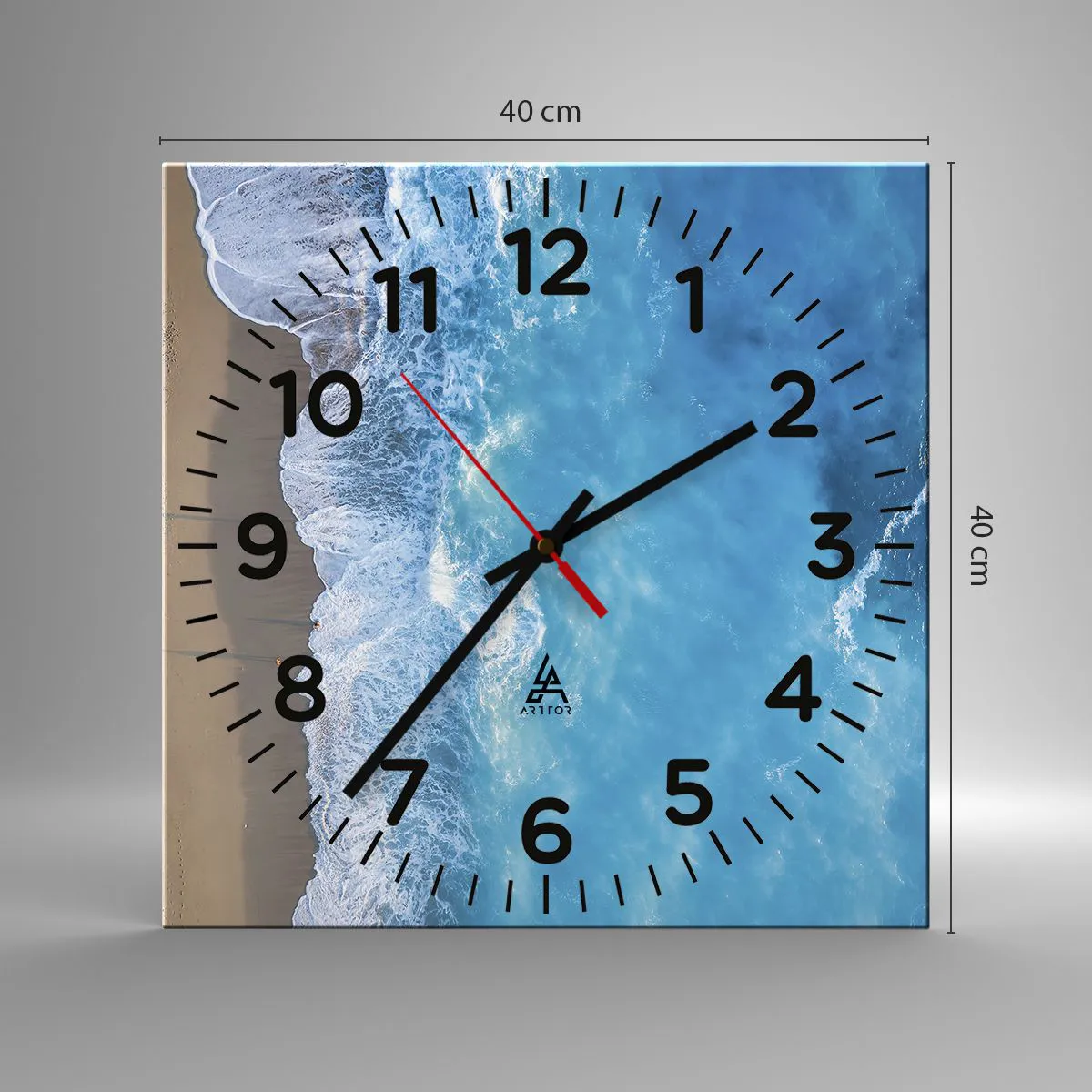 Reloj de pared - Reloj de vidrio - El poder del azul - 40x40 cm