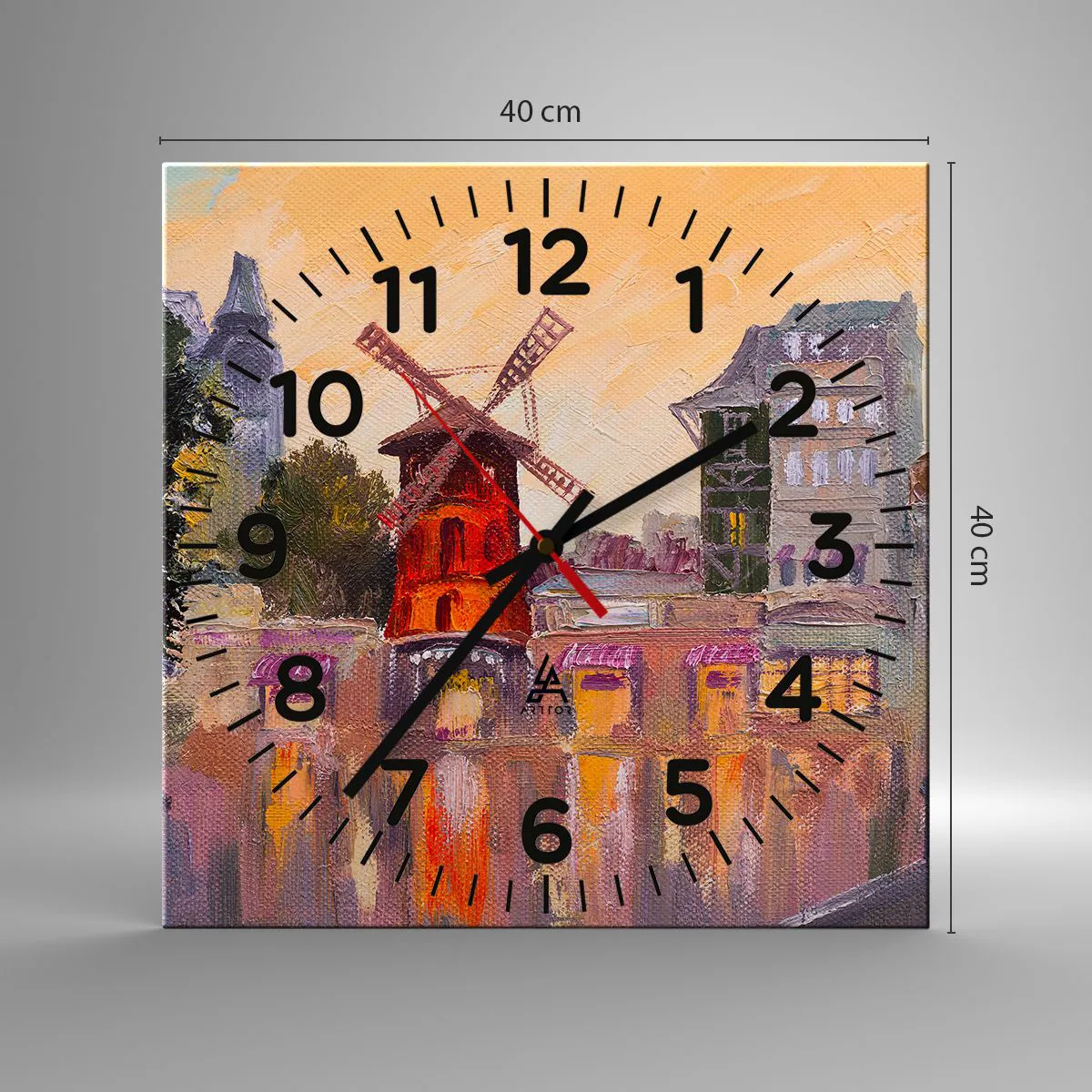 Wanduhr - Glasuhr - Pariser Ikonen – Moulin Rouge - 40x40 cm