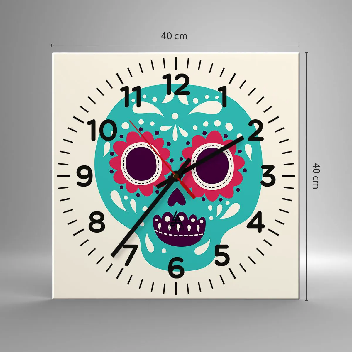 Reloj de pared - Reloj de vidrio - La vida: diversión hasta la muerte - 40x40 cm