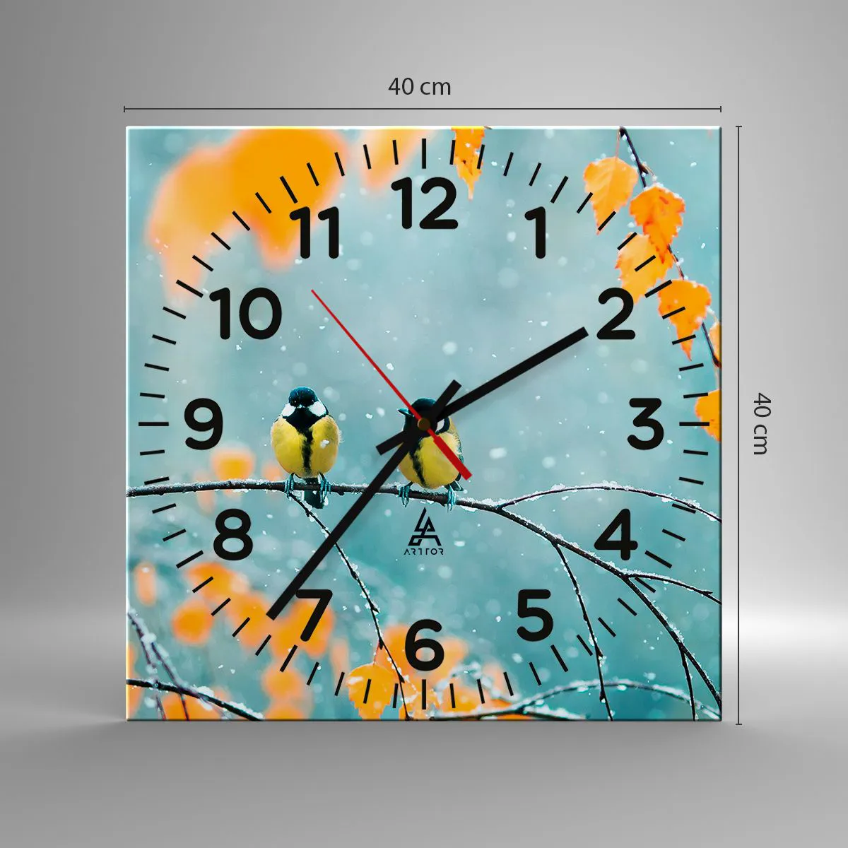 Zegar ścienny - Ptasie plotki - 40x40 cm