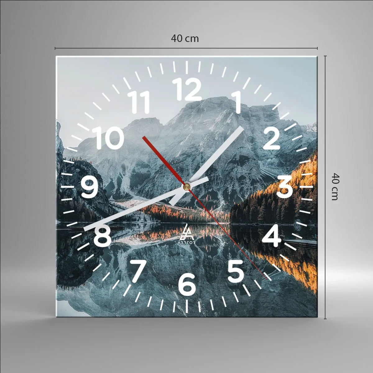 Wanduhr - Glasuhr - Spiegellandschaft - 40x40 cm