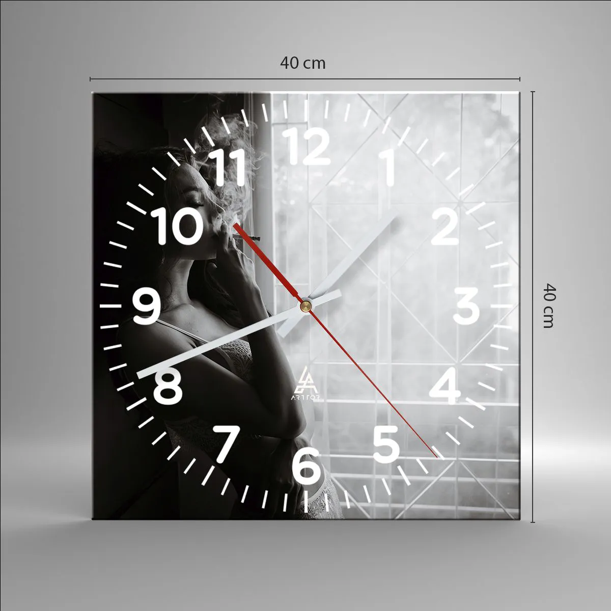 Wanduhr - Glasuhr - Sinnlicher Moment - 40x40 cm