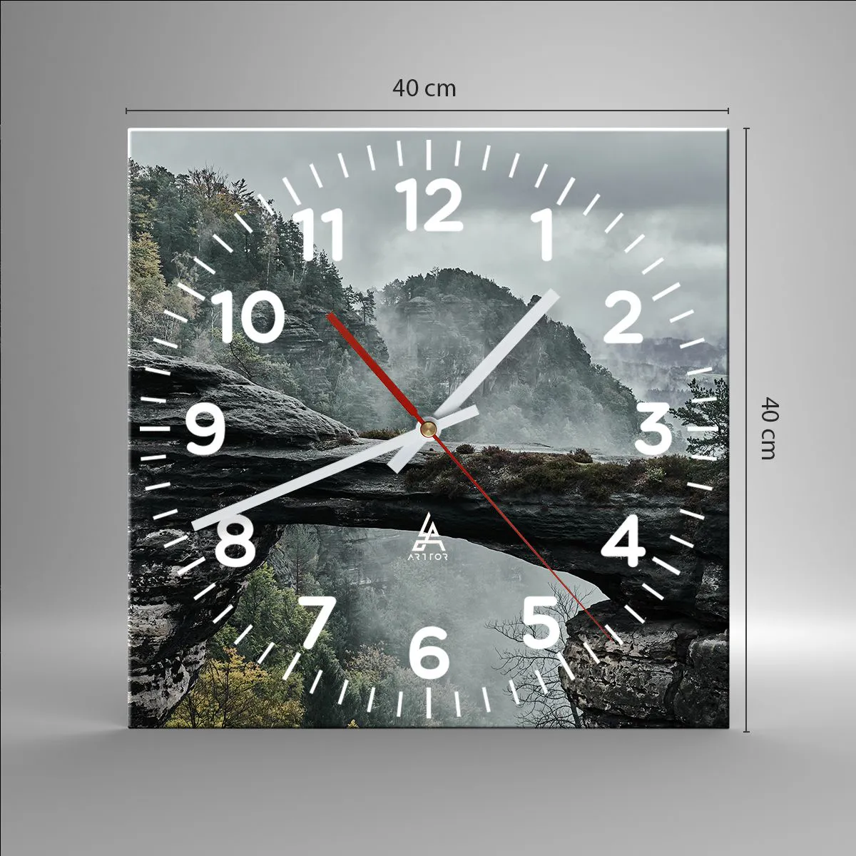 Wanduhr - Glasuhr - Abenteuer beginnt gleich - 40x40 cm