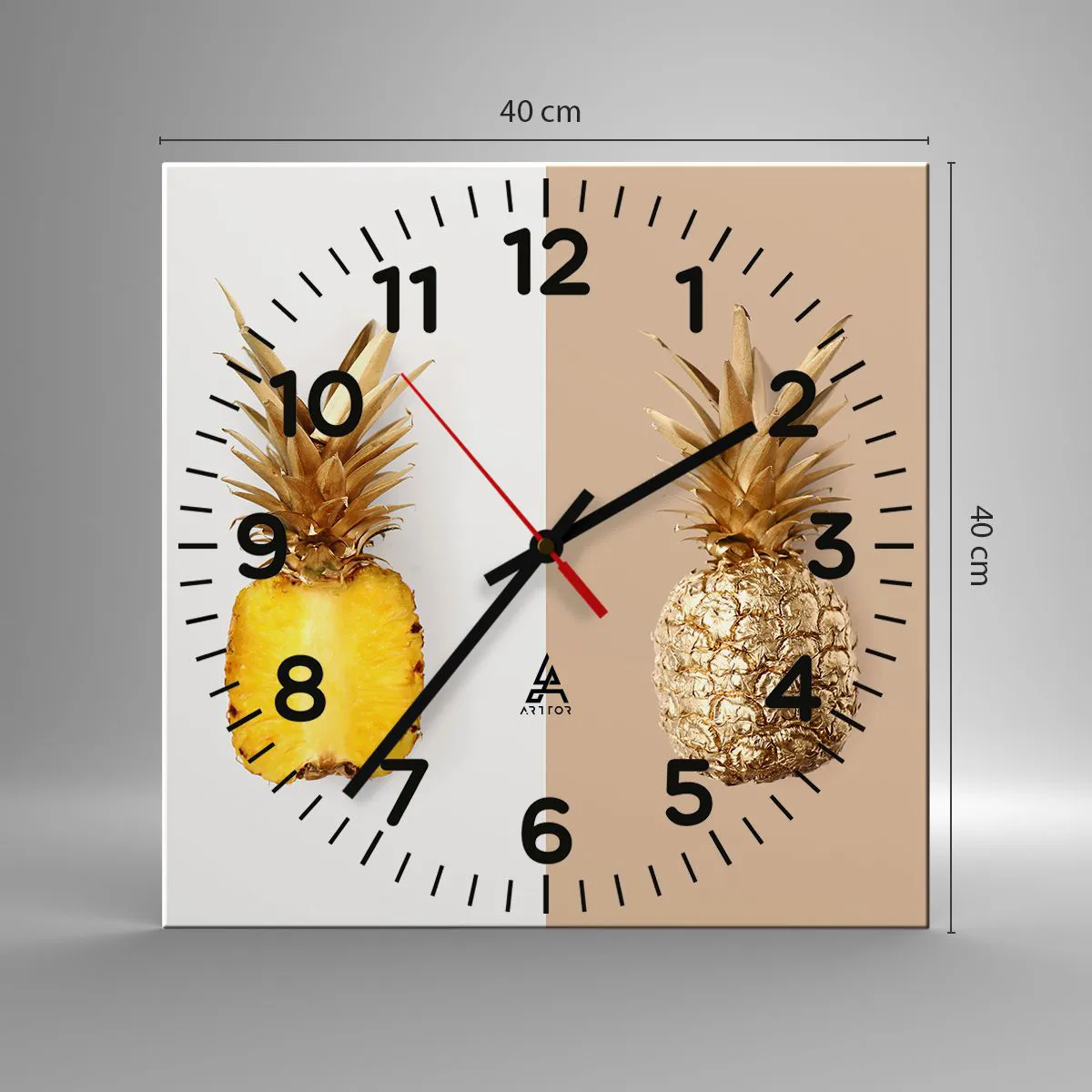 Väggklocka - Klocka på glas - Ananas för oss - 40x40 cm