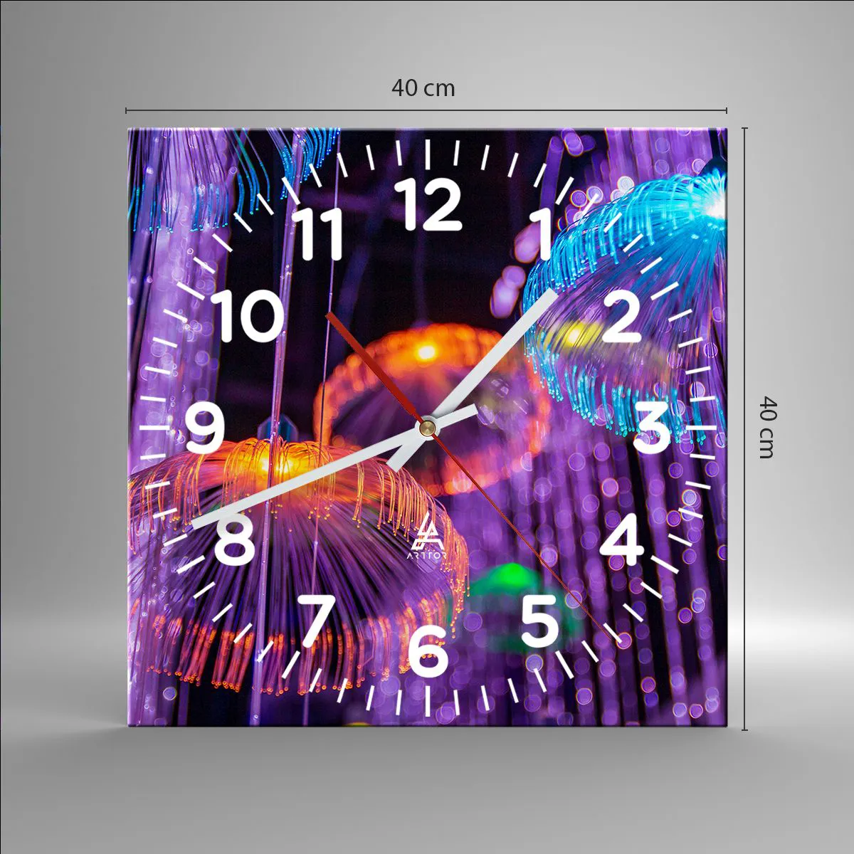 Ceas de perete - Ceas pe sticlă - Fântână de lumină - 40x40 cm