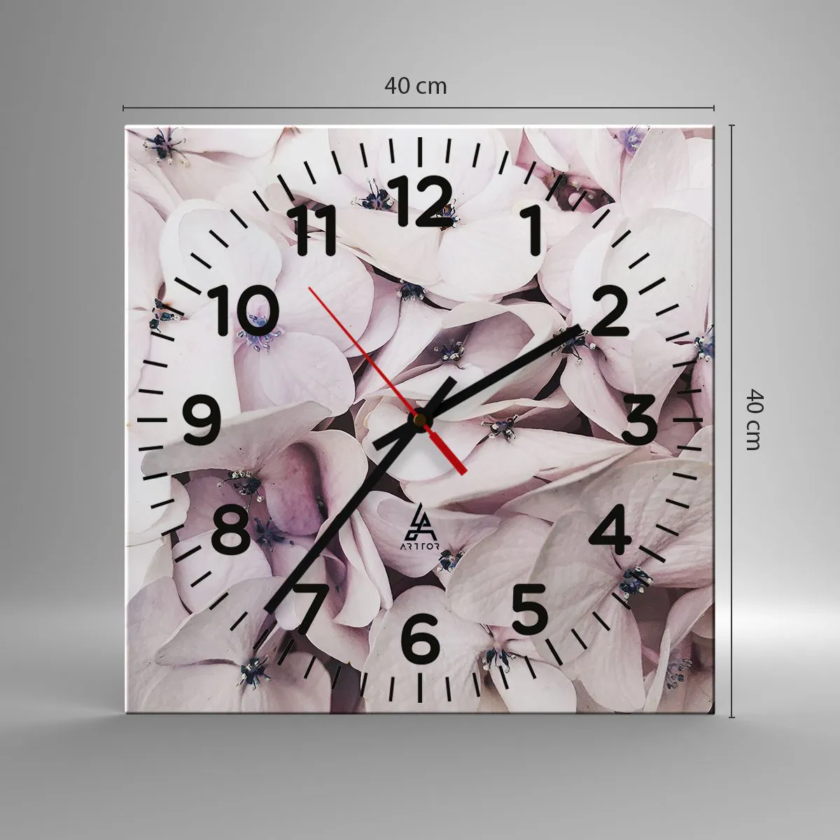 Ceas de perete - Ceas pe sticlă - Într-un potop de flori - 40x40 cm