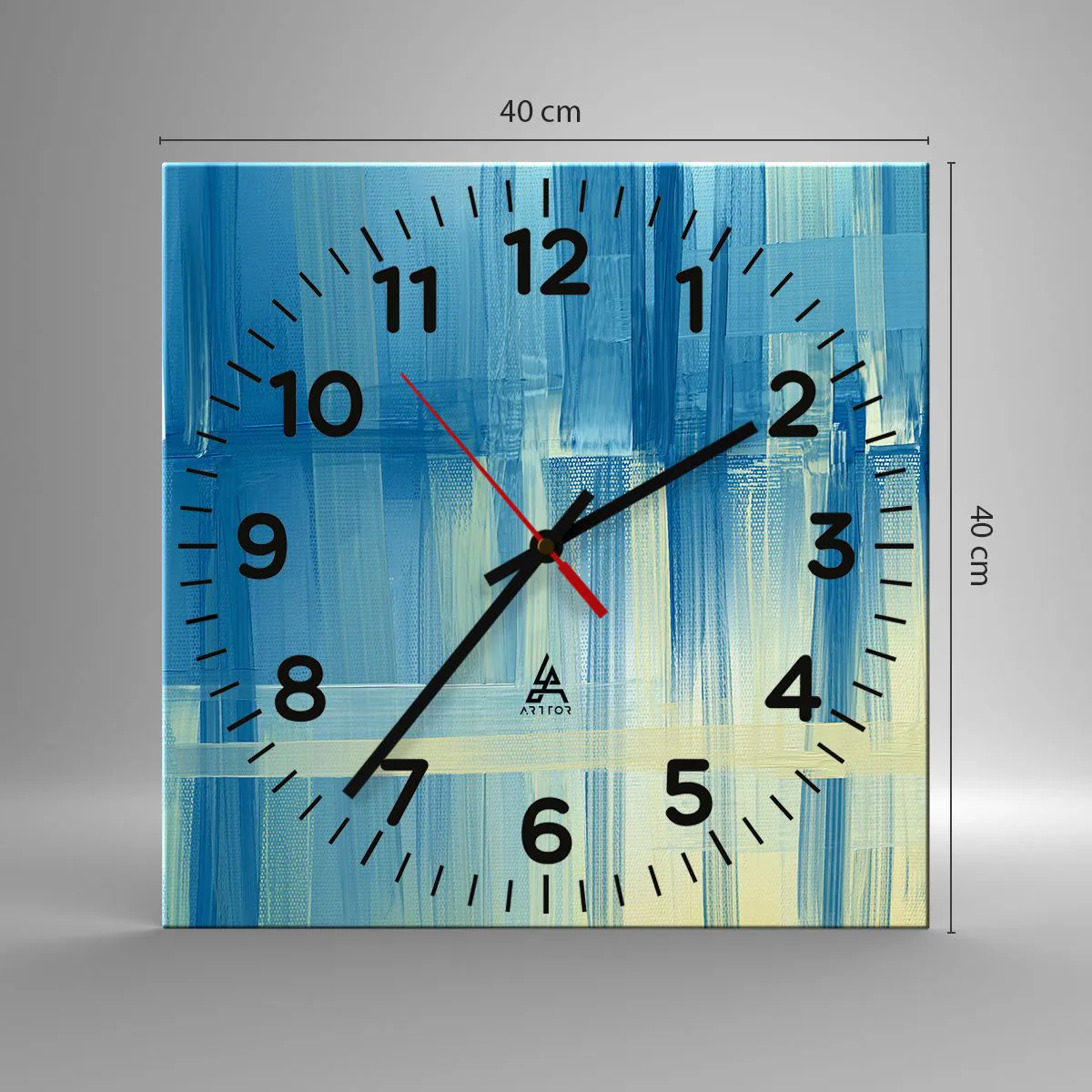 Reloj de pared - Reloj de vidrio - Composición en turquesa - 40x40 cm
