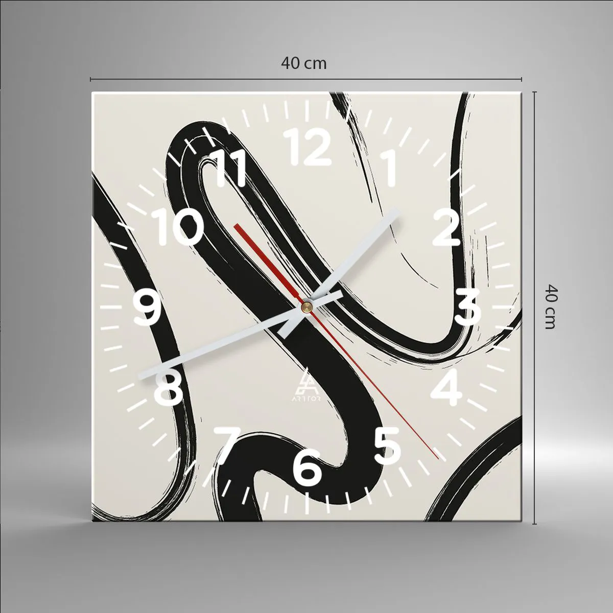 Ceas de perete - Ceas pe sticlă - Capriciu în alb și negru - 40x40 cm