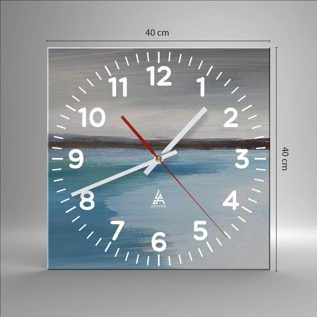 Reloj de pared - Reloj de vidrio - Paisaje horizontal - 40x40 cm