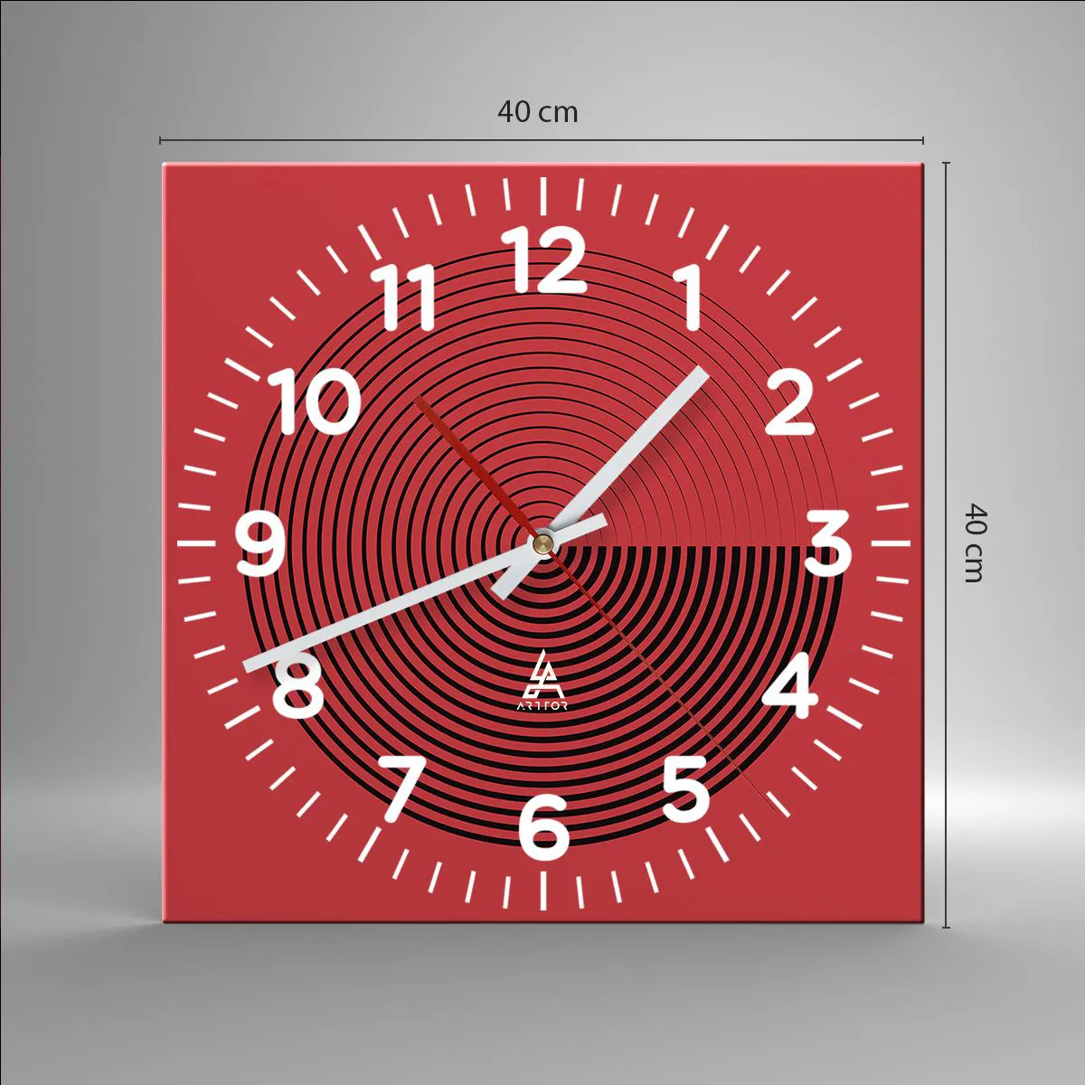 Relógio de parede - Relógio em vidro - Movimento circular - 40x40 cm