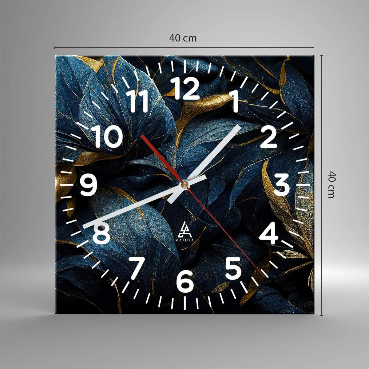 Orologio da parete - Orologio in Vetro - Foderati d'oro - 40x40 cm