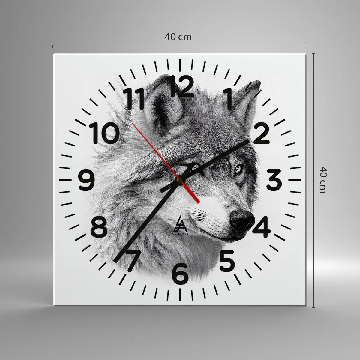 Ceas de perete - Ceas pe sticlă - Alfa - fără îndoială - 40x40 cm