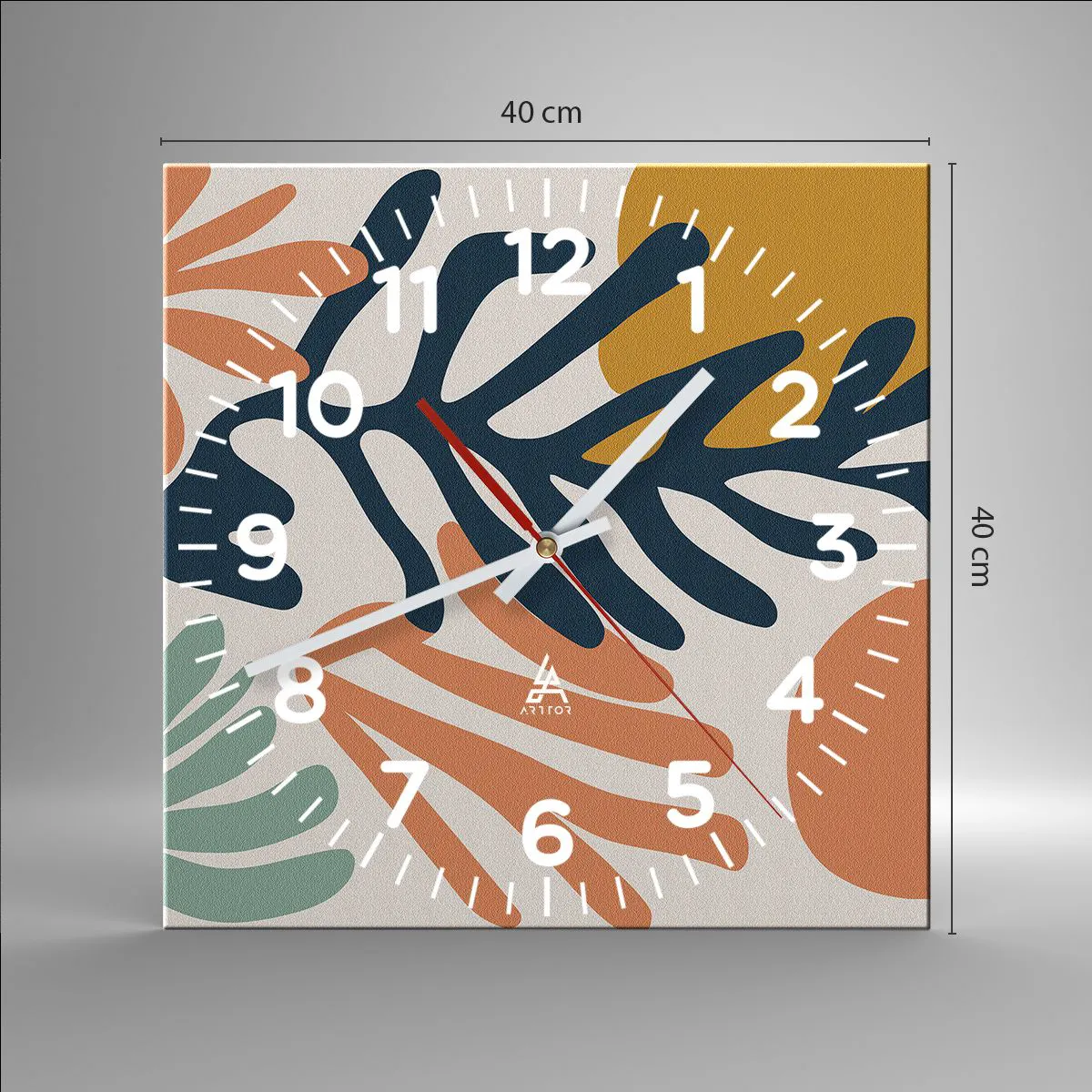 Relógio de parede - Relógio em vidro - Mares de coral - 40x40 cm