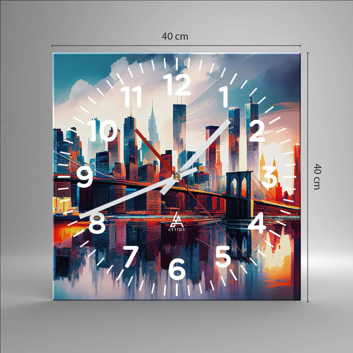 Wanduhr - Glasuhr - Traumhaftes New York - 40x40 cm