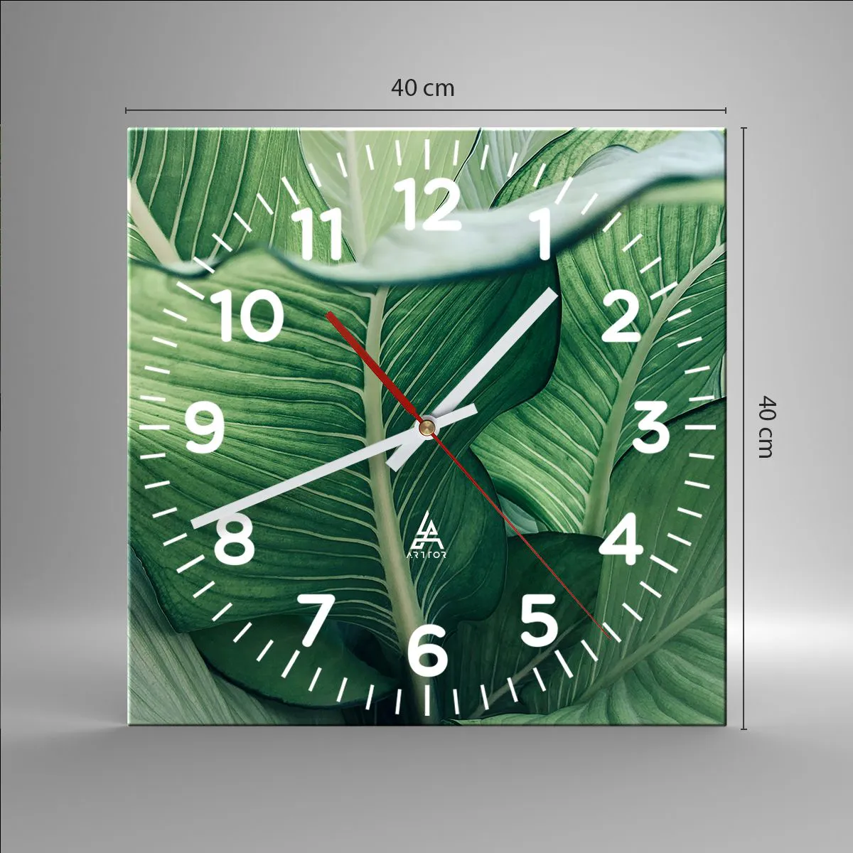 Reloj de pared - Reloj de vidrio - Vida intensamente verde - 40x40 cm