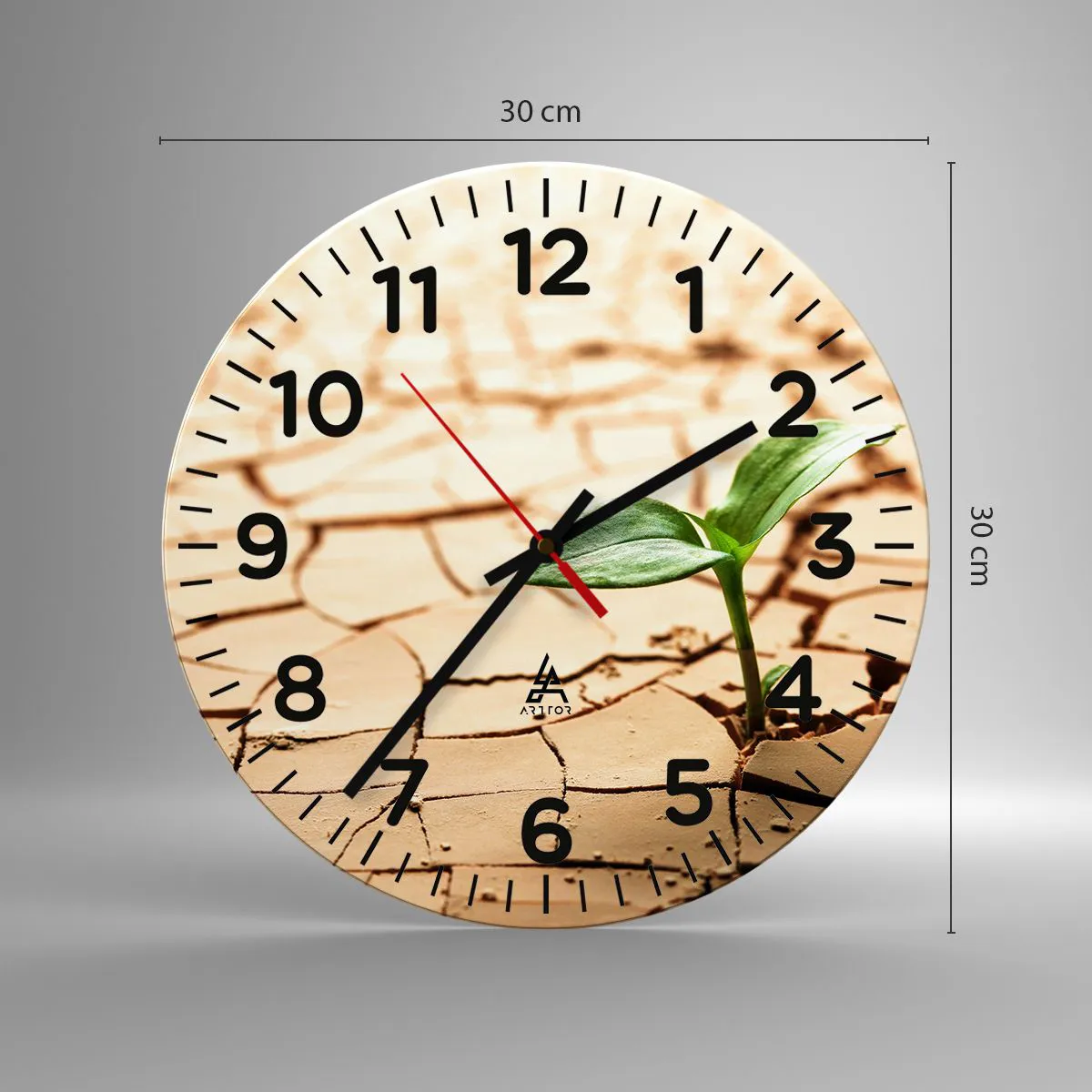 Ceas de perete - Ceas pe sticlă - Forța irepresibilă a vieții - 30x30 cm