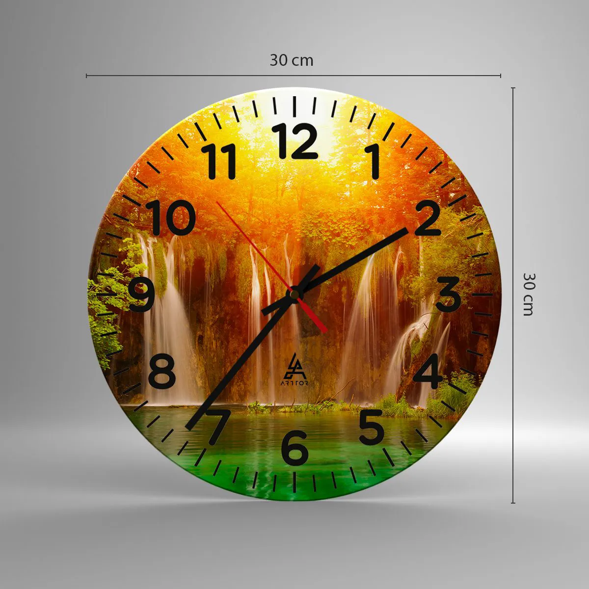 Relógio de parede - Relógio em vidro - Ao sol e à sombra - 30x30 cm