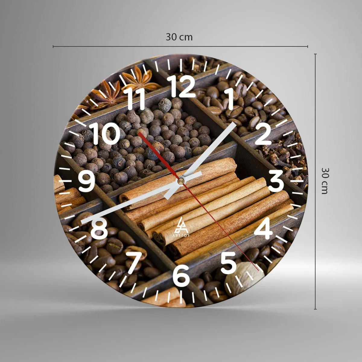 Horloge murale - Pendule murale - Trésor d'arômes - 30x30 cm