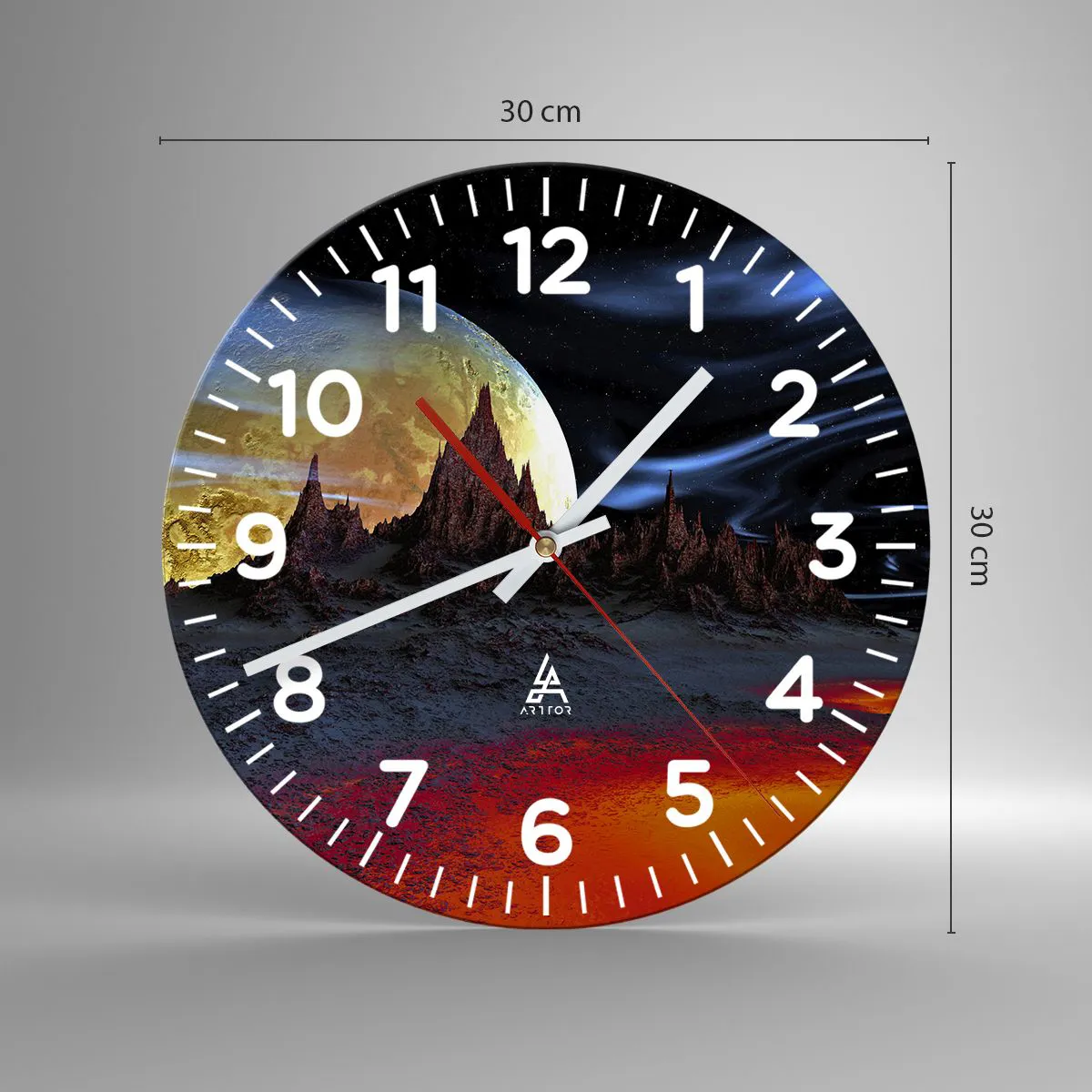 Relógio de parede - Relógio em vidro - Mundo desconhecido - 30x30 cm