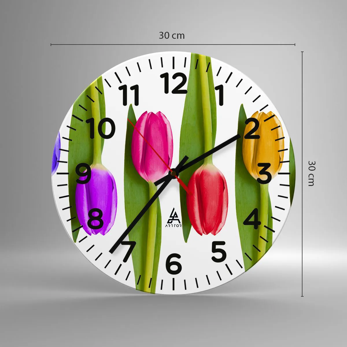 Ceas de perete - Ceas pe sticlă - Compoziție curcubeu - 30x30 cm