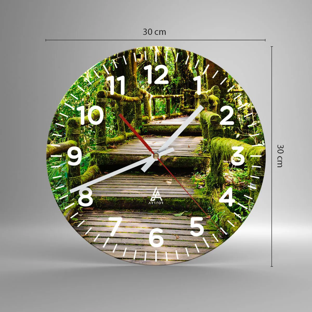 Wanduhr - Glasuhr - Ein Korridor voller Grün - 30x30 cm