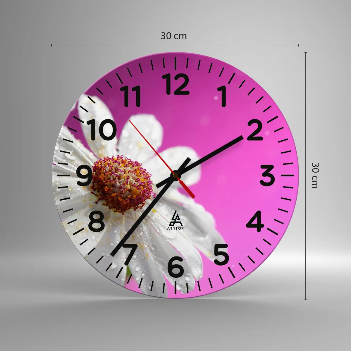 Ceas de perete - Ceas pe sticlă - Modestă în frumusețea ei - 30x30 cm