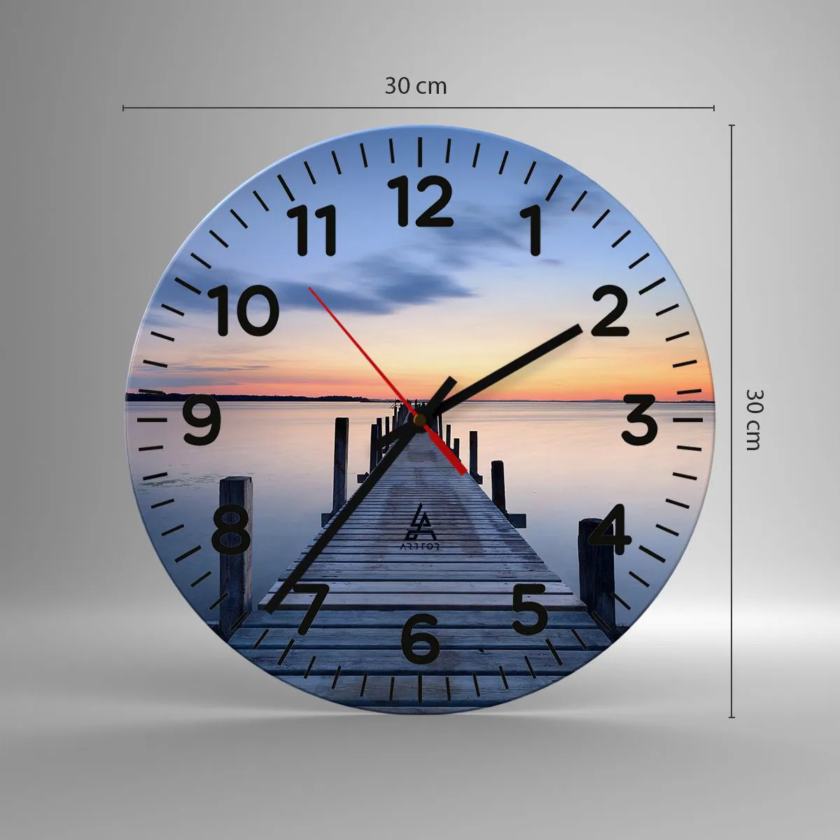 Väggklocka - Klocka på glas - Klara solnedgångens ro - 30x30 cm