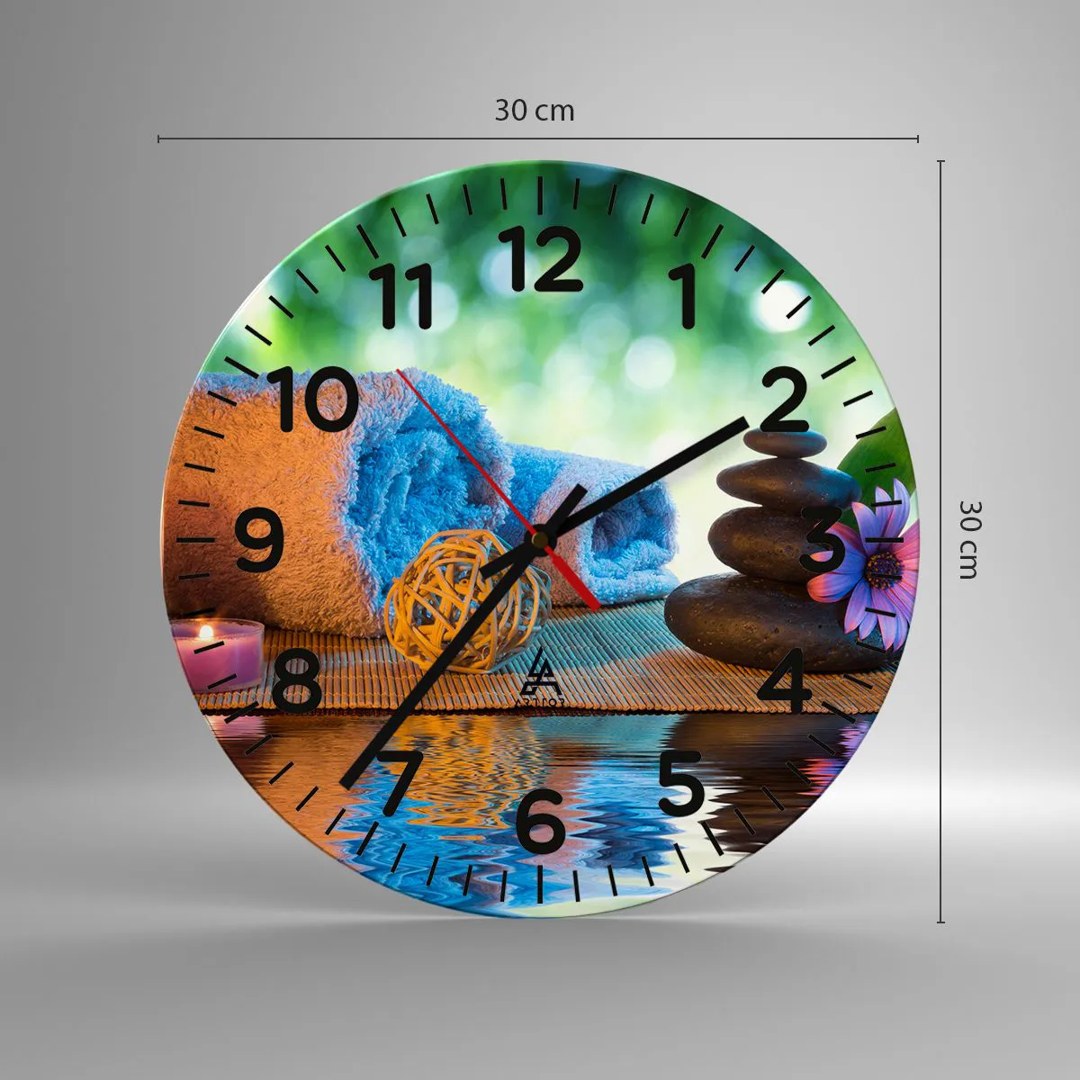 Ceas de perete - Ceas pe sticlă - Timp pentru corp - 30x30 cm