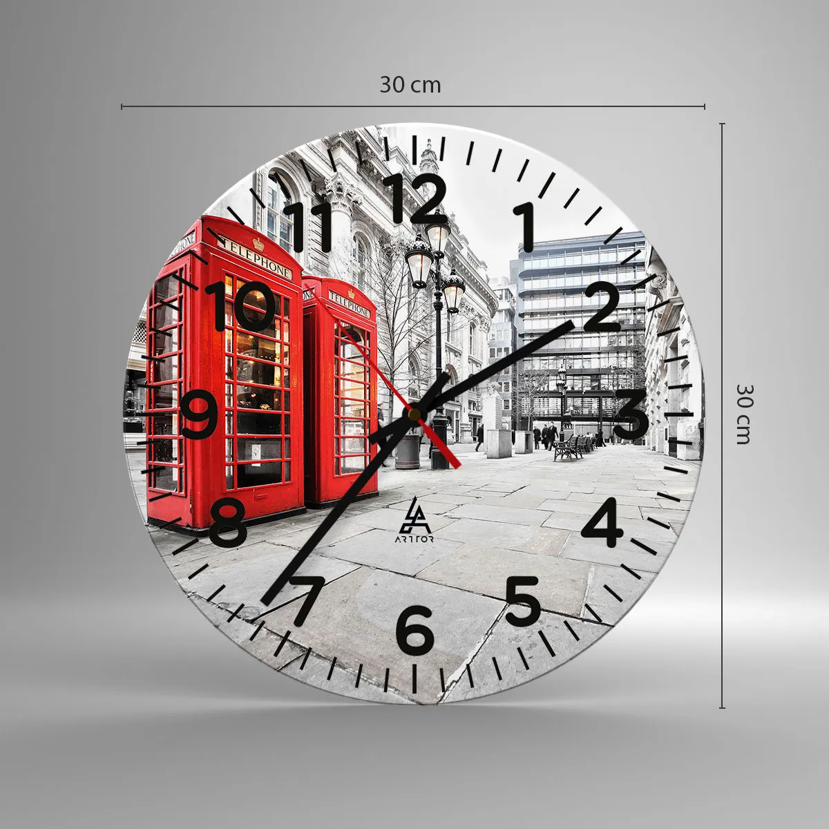 Relógio de parede - Relógio em vidro - Bem-vindo a Londres - 30x30 cm