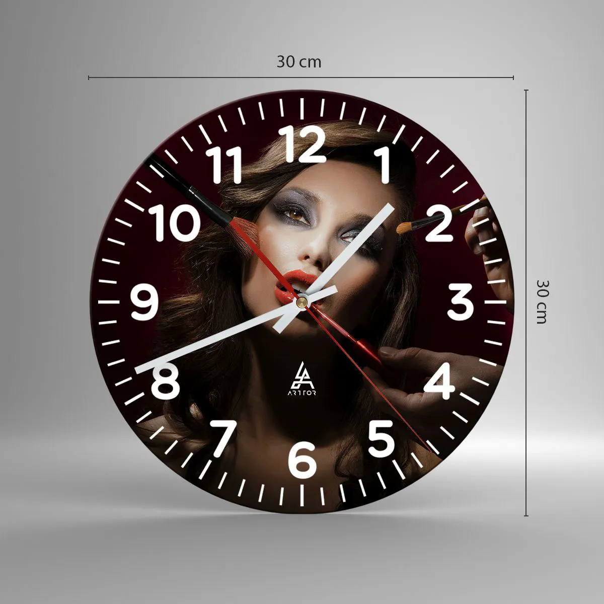 Ceas de perete - Ceas pe sticlă - Frumoasă visătoare - 30x30 cm