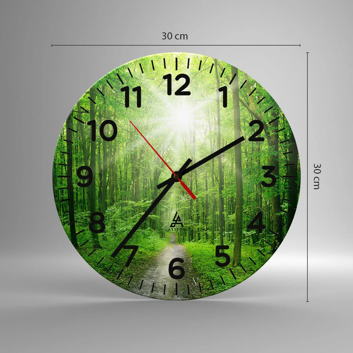 Wall clock - Clock on glass - Green Cathedral - 30x30 cm