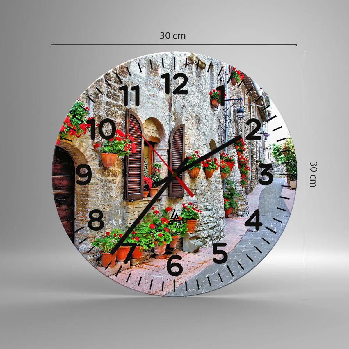 Wanduhr - Glasuhr - Italienische Atmosphäre - 30x30 cm