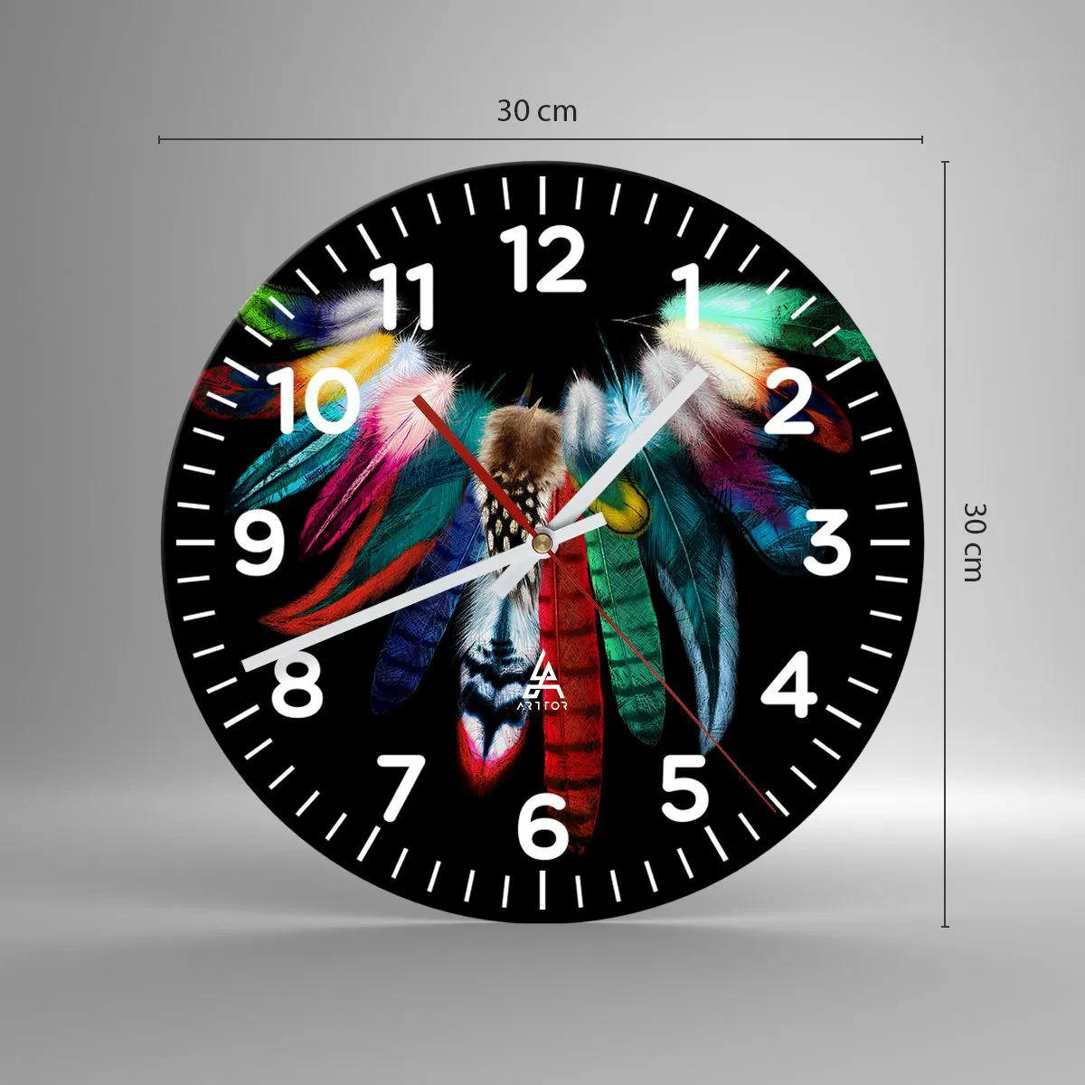 Wall clock - Clock on glass - Indian Necklace - 30x30 cm
