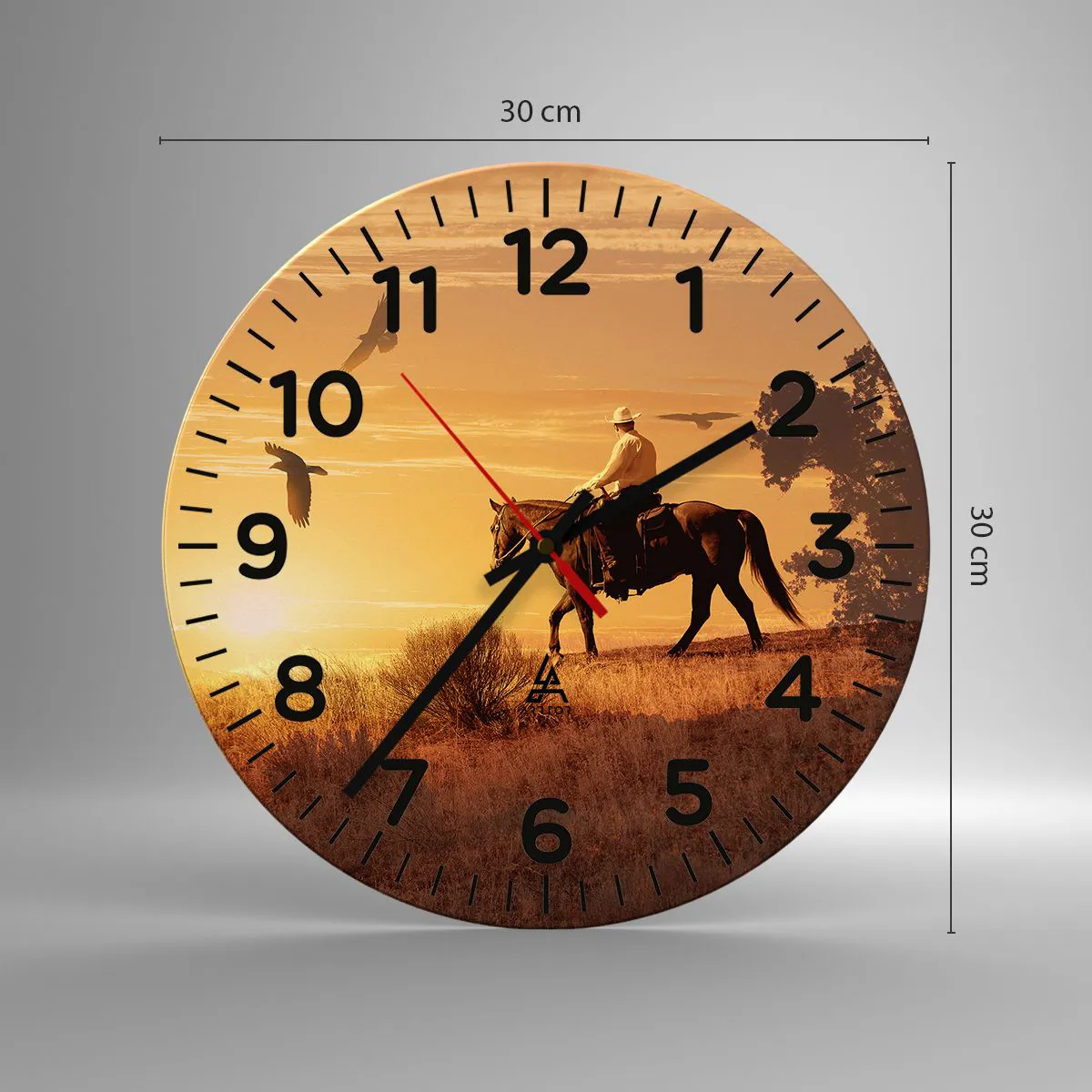 Wanduhr - Glasuhr - Allein durch die Prärie - 30x30 cm